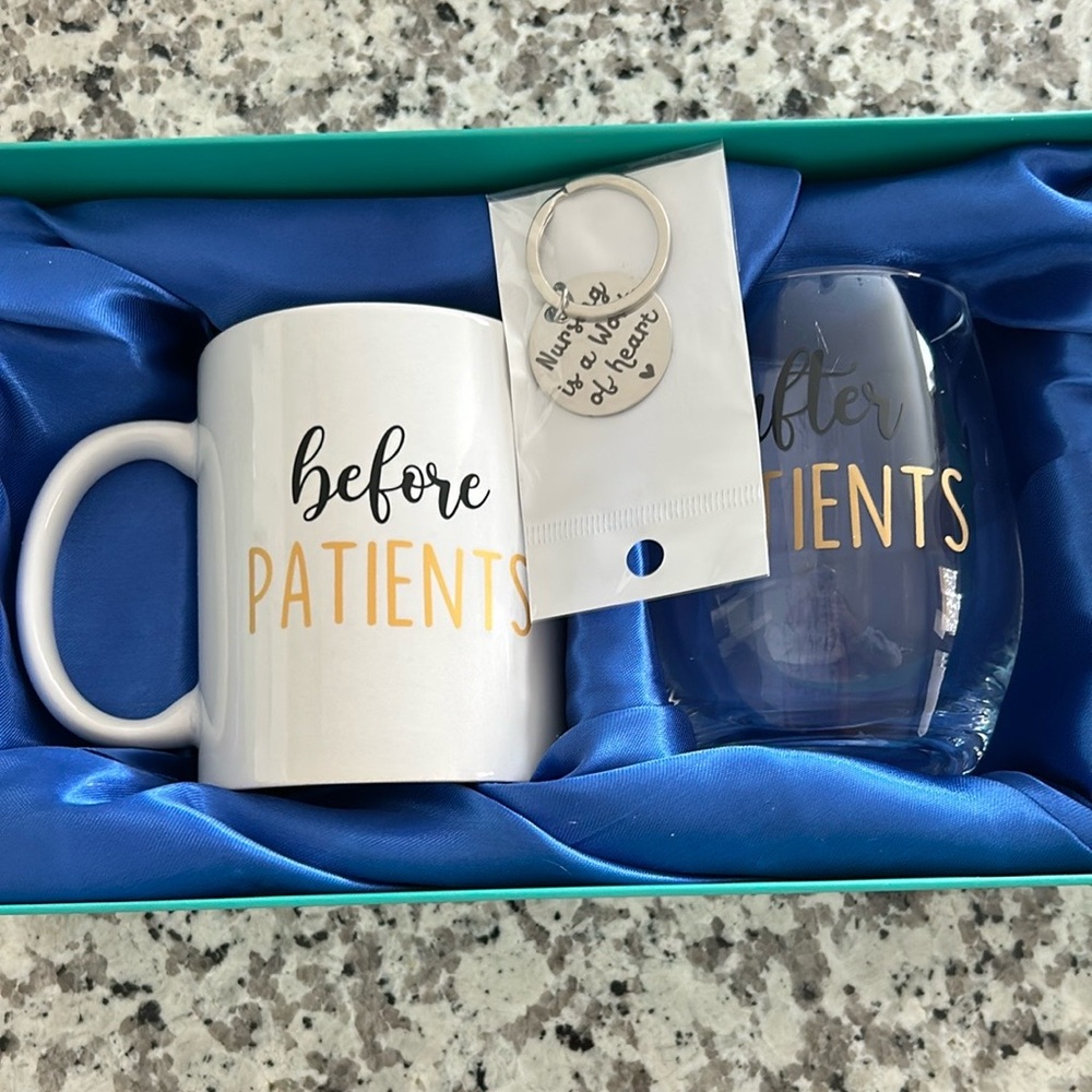 White and Gold Mug and Glass Set